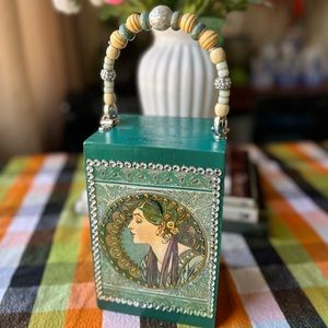 Vintage Handmade Cigar Purse with Beaded Handle